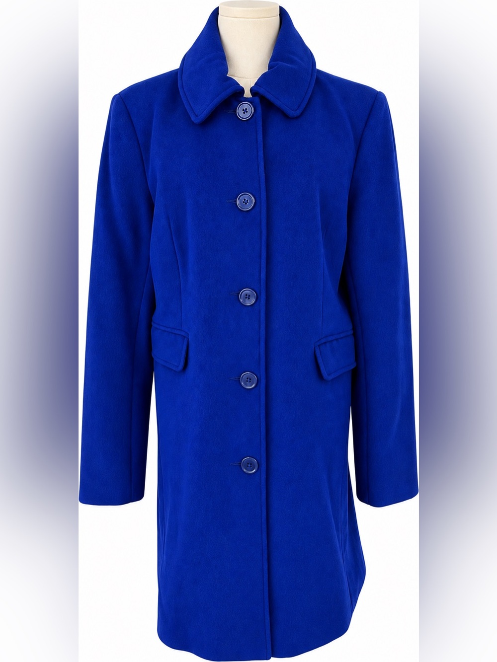 Garnet Hill Wool Cobalt Women’s Button-Front Coat